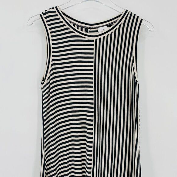 Cabi Size Small Charcoal Gray Striped Sleeveless London Tank Top Jersey Knit - Picture 4 of 11